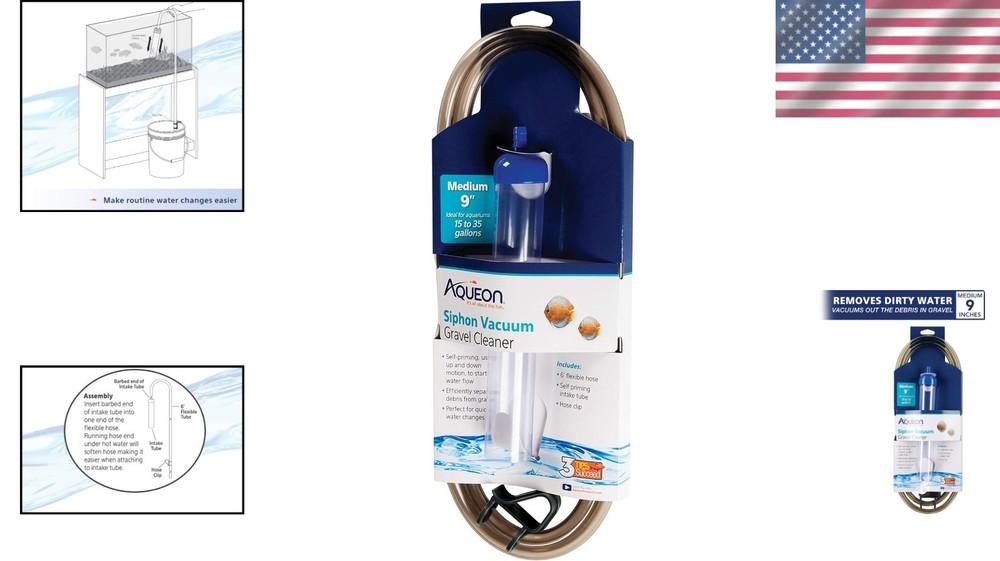 Aqueon 9-Inch Siphon Vacuum: Simplify Aquarium Water Changes & Debris Management