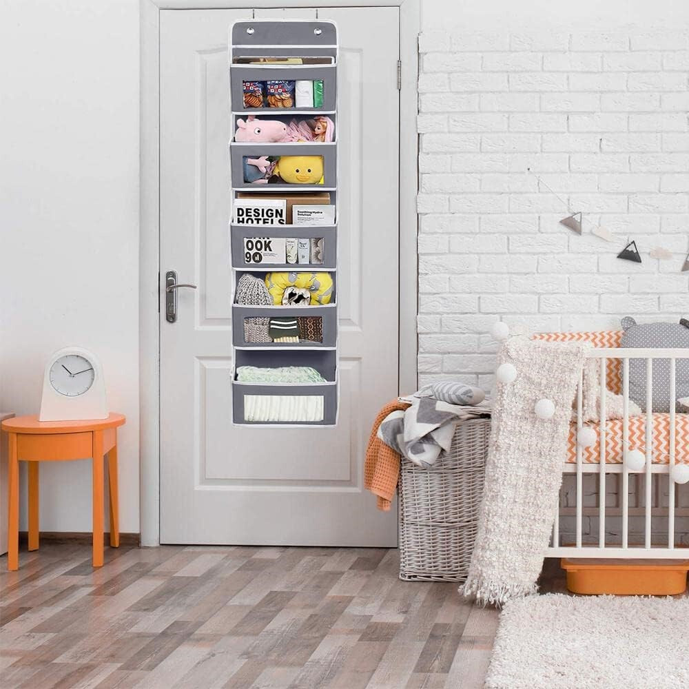 HBN 5-Shelf Over The Door Hanging Organizer with 2 Metal Hooks, Door Wall Mount