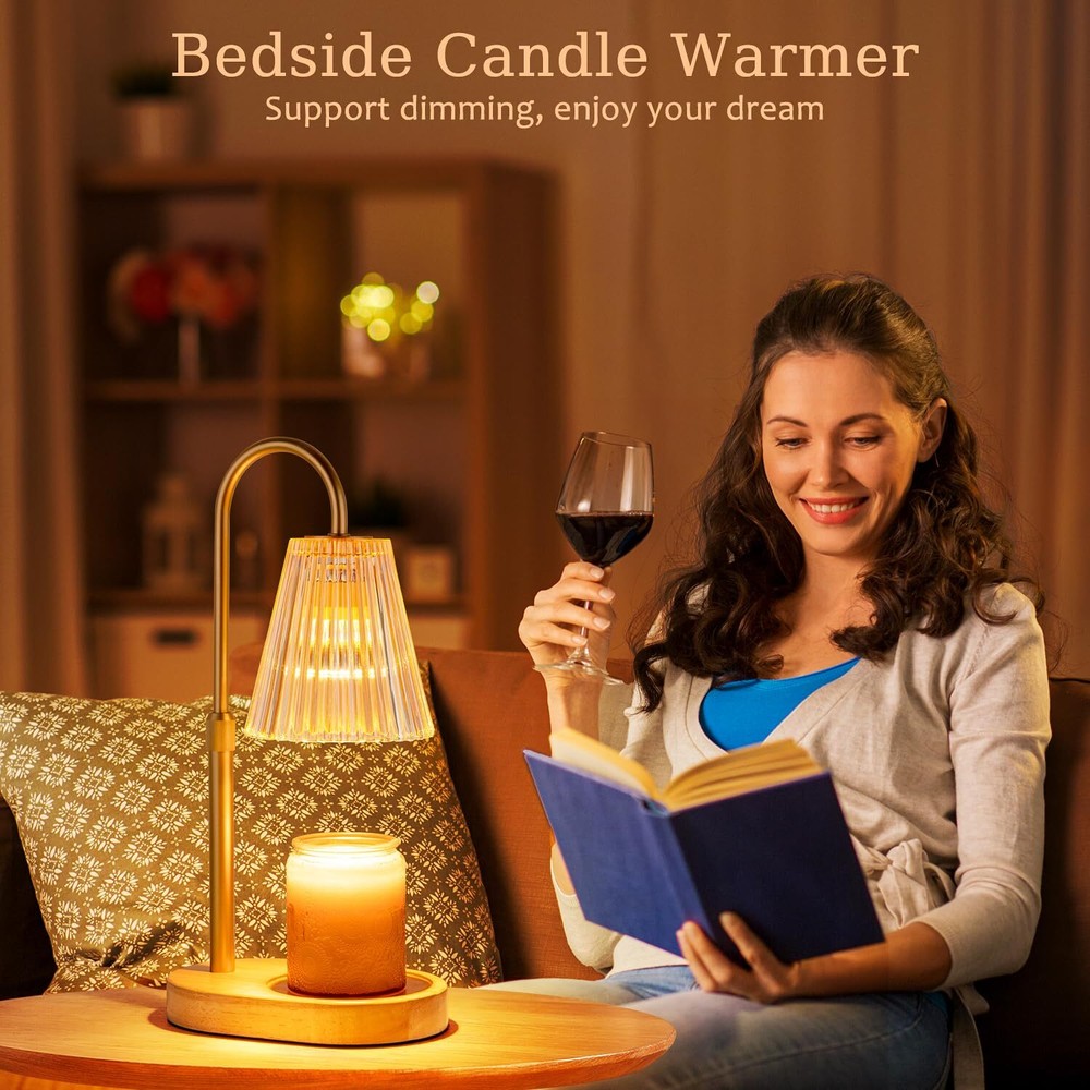 Candle Warmer Lamp Adjustable Height Dimmable Timer No Flame Scent Amber Style