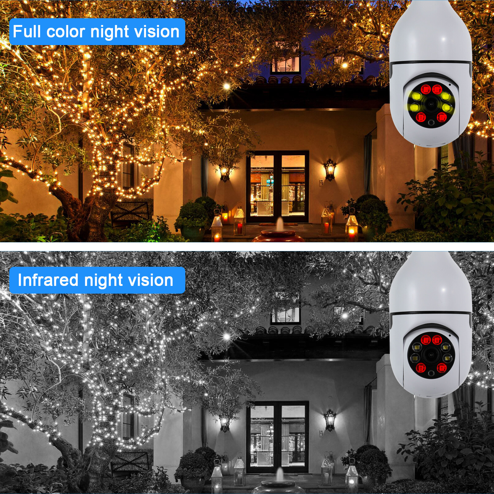 2MP IP E27 Light Bulb Camera 1080P Wi-Fi IR Night Smart Home Wireless Security