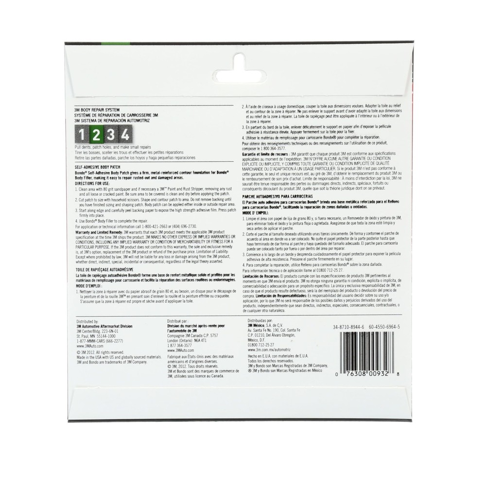 Bondo Self-Adhesive Body Patch, For Large Rust-Outs and Pack, Metallic