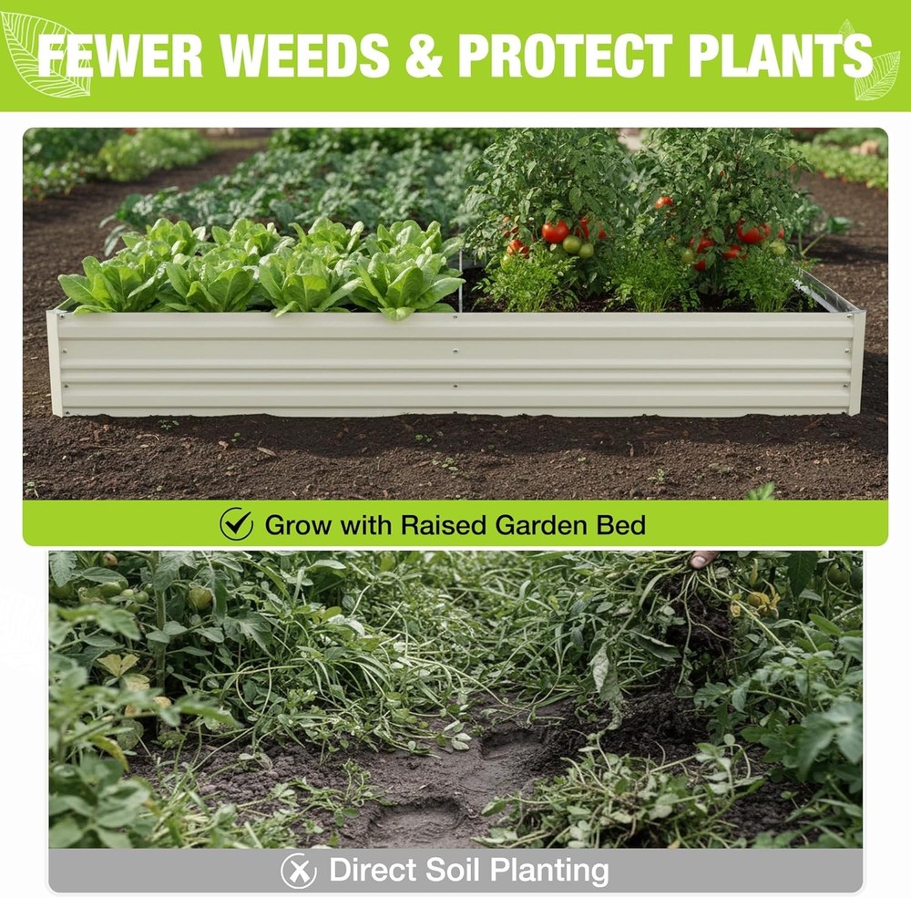 2PK 7.5x4x1 ft Galvanized Raised Garden Beds Rectangular Planter Box for Flowers
