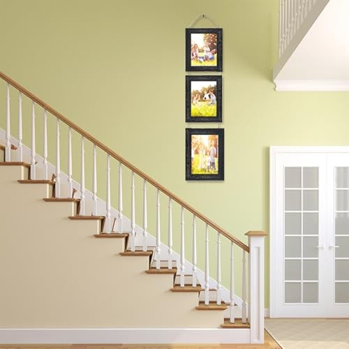 Wall Hanging Picture Frames Collage with 3 Opening Frames Black 4x6 Rustic Black