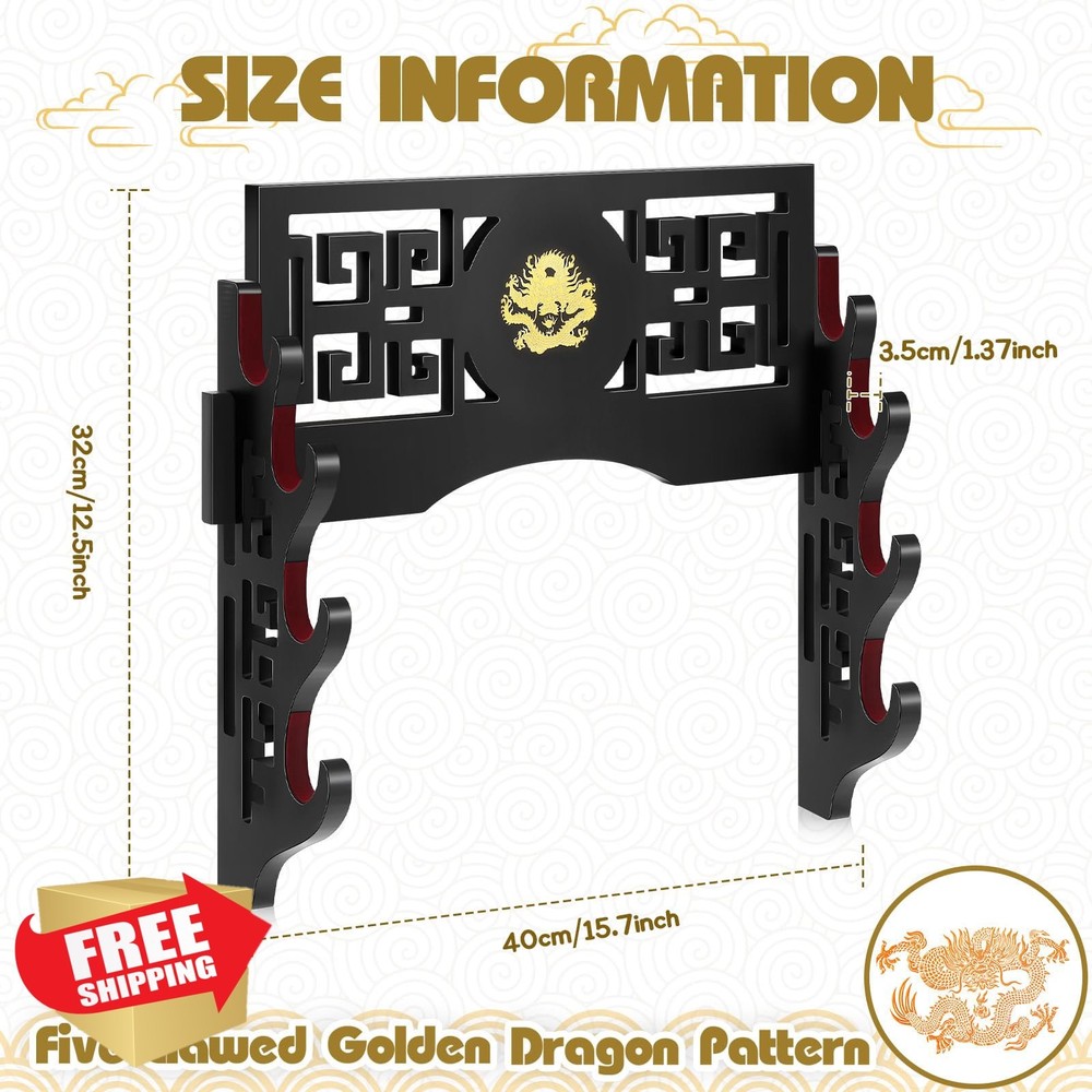 Barydat Katana Stand 4 Tier Sword Wall Mount Display Rack