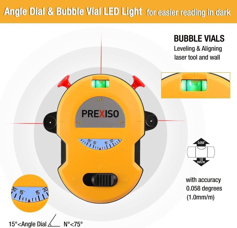 Horizontal & Vertical Laser Level 30Ft with LED and Bubble Vials for DIY Tasks