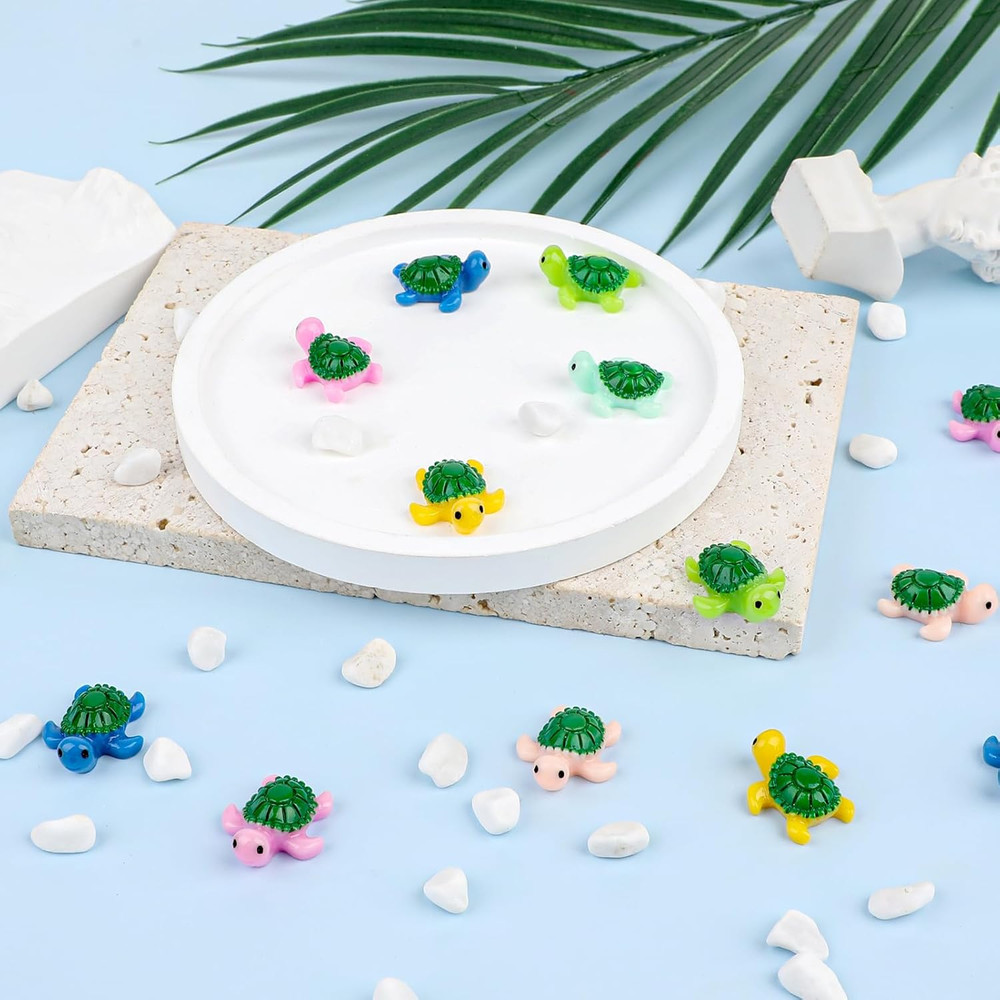30 Pcs Miniature Turtles Multicolored Mini Turtle Decor Tiny Turtles Miniature T