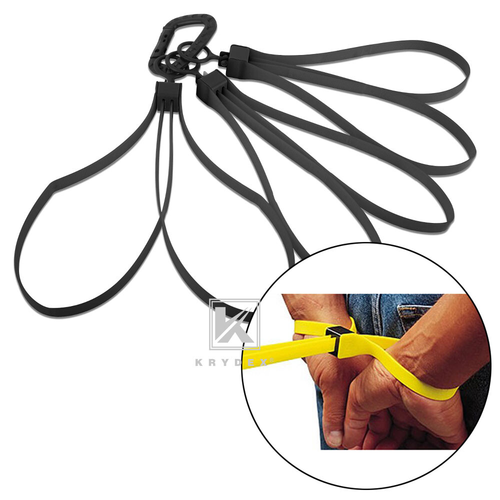 KRYDEX 3PCS Tactical Tri-fold Disposable Restraints Plastic Handcuff Strap Black