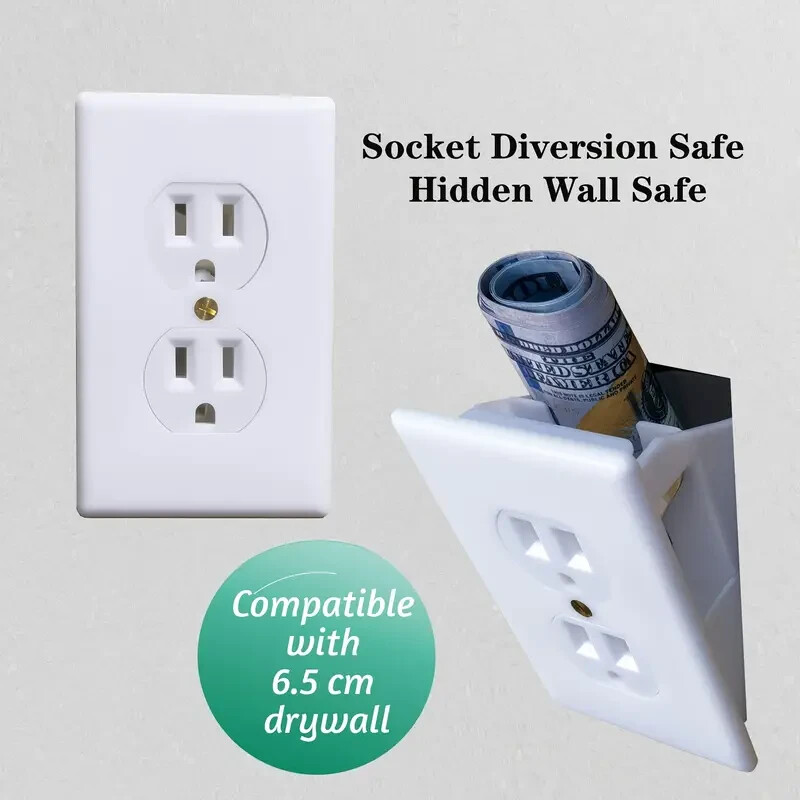 Hidden Wall Safe Outlet Discreet Storage for Valuables, Keys & Jewelry Safe Box
