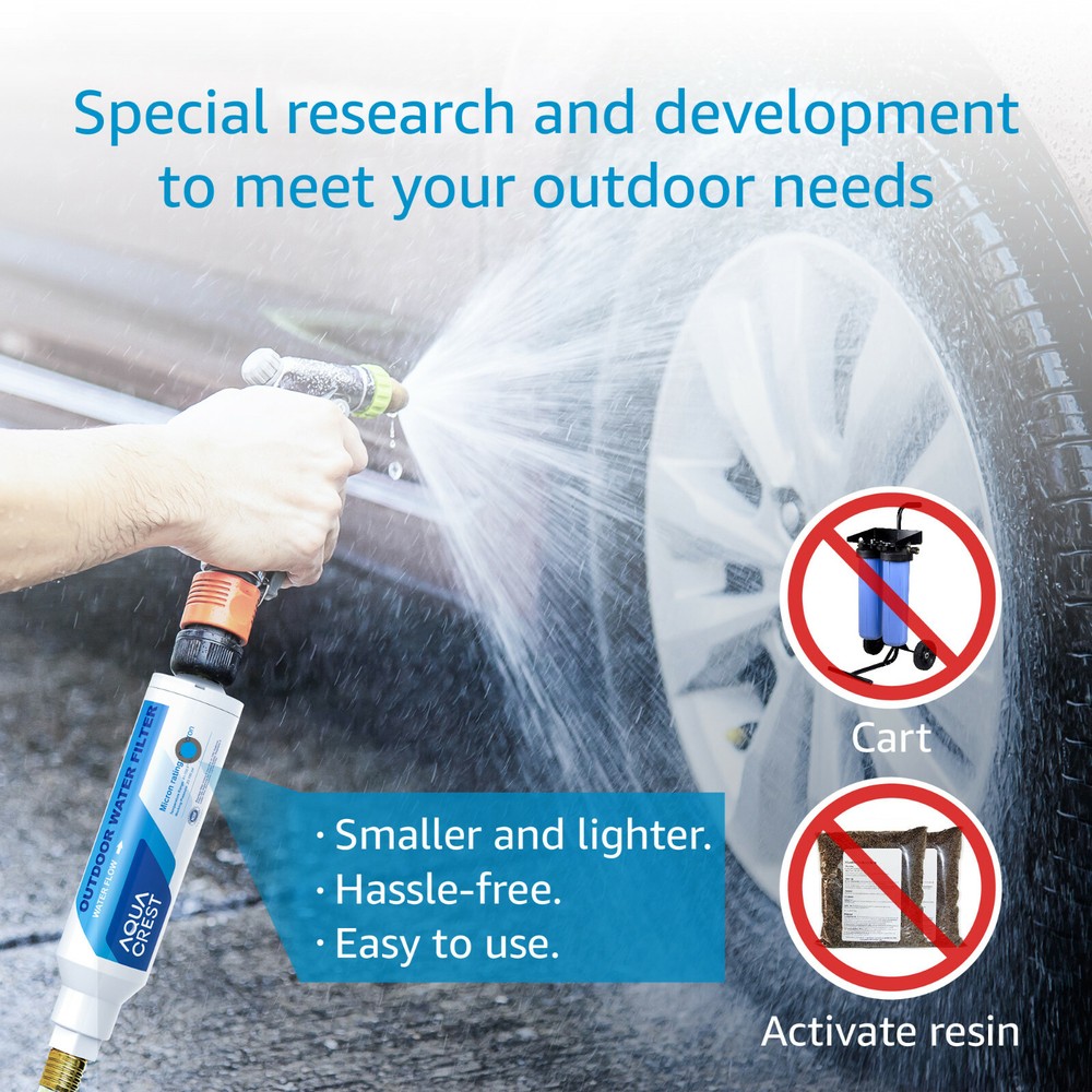 Inline Water Filter for Car Washing Yard Cleaning 1 Pack with Hose Protector