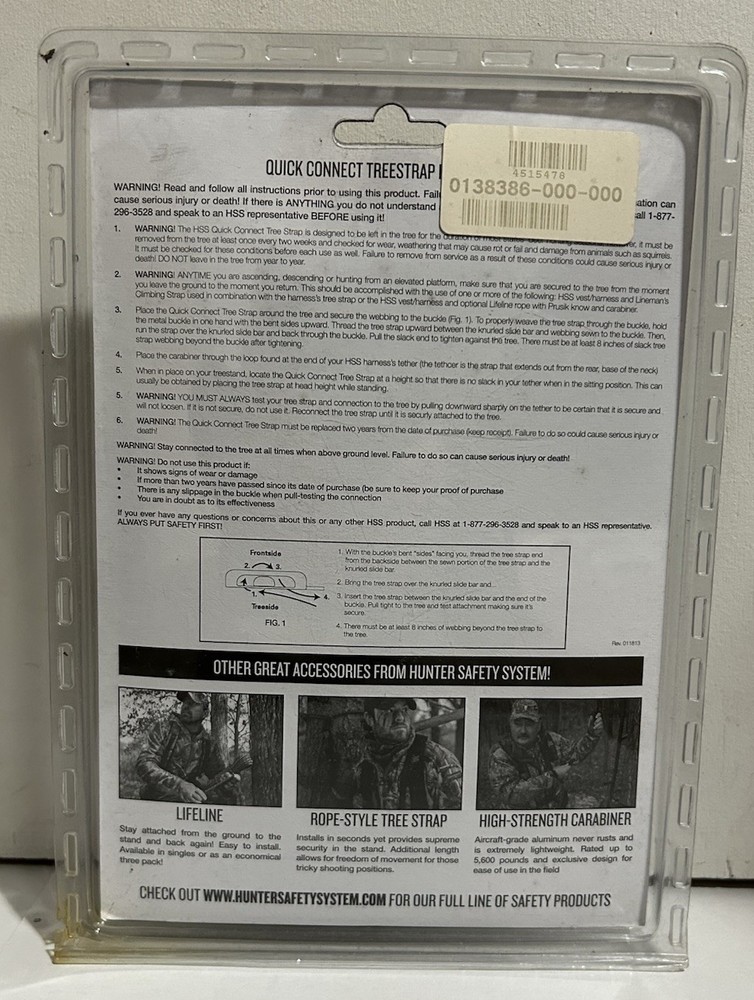 Hunter Safety System Quick-Connect Tree Strap Tree-Stand Hunting Single NOS