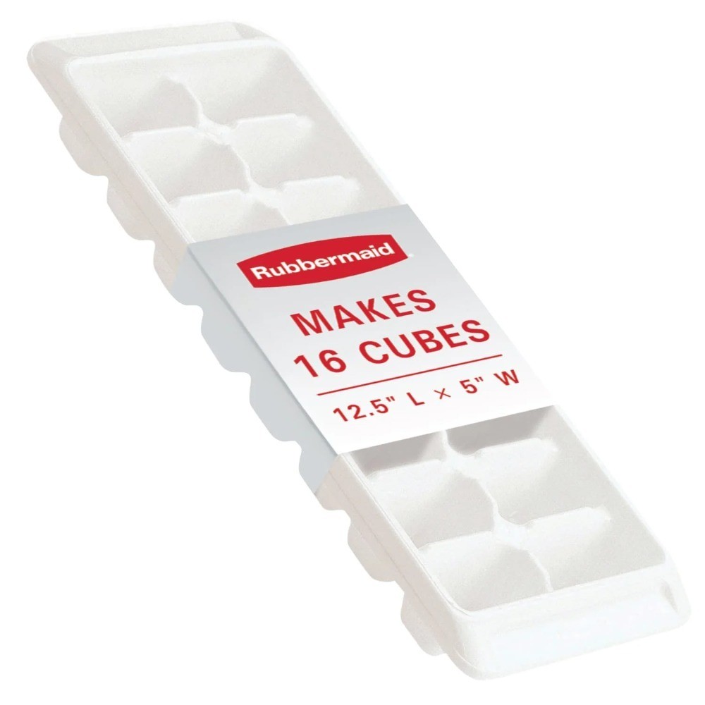 (2 pack) Quick Release Ice Cube Tray, Plastic, White, Rectangular
