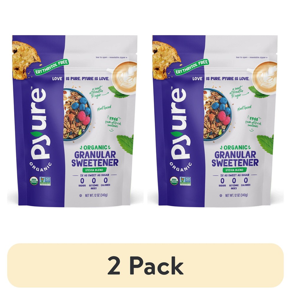 2 Pack Organic Stevia Sugar Substitute 12 oz