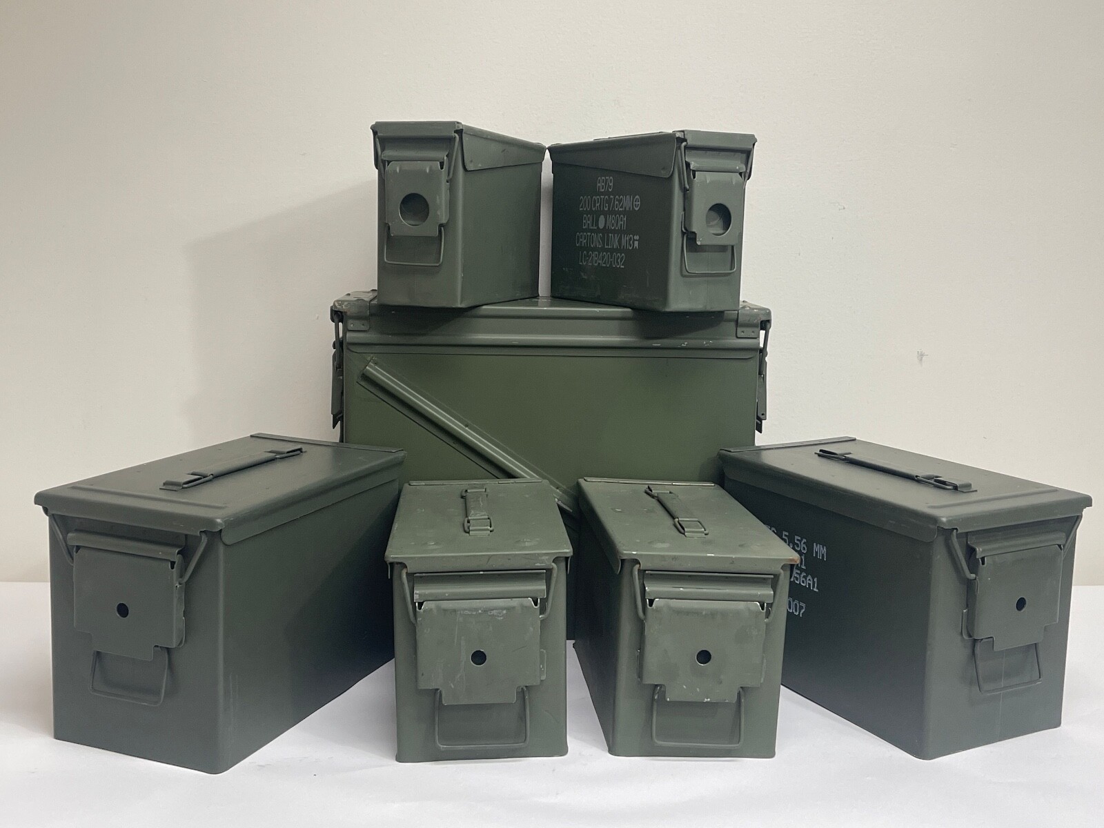 Grade 1 Ammo Can Combo 7 - Pack (2) Fat 50 Cal (2) 30 Cal, (2) 50 Cal, (1) 548