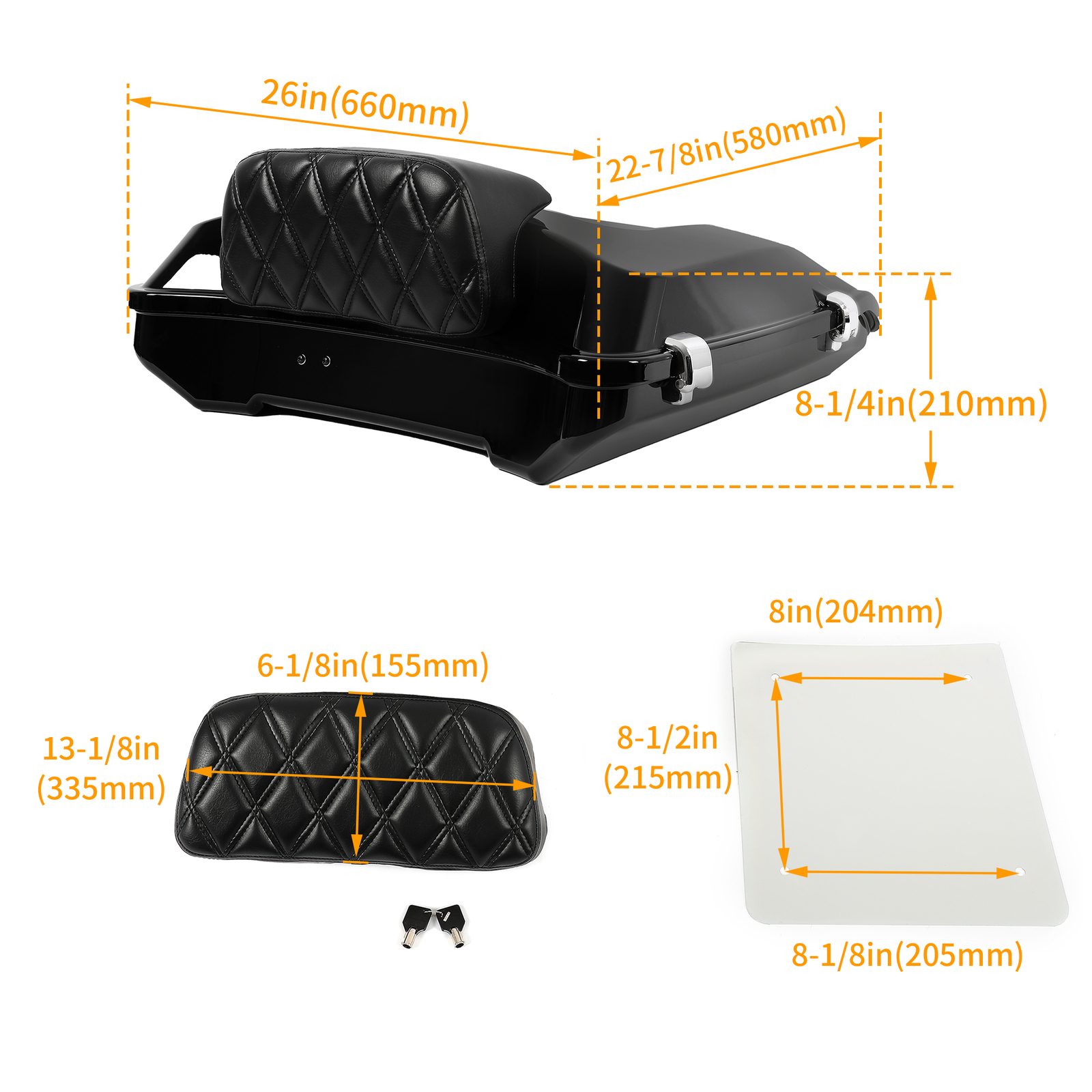 Razor Tour Pack Trunk Tail Box Backrest Base Plate For Harley Street Glide 97-23
