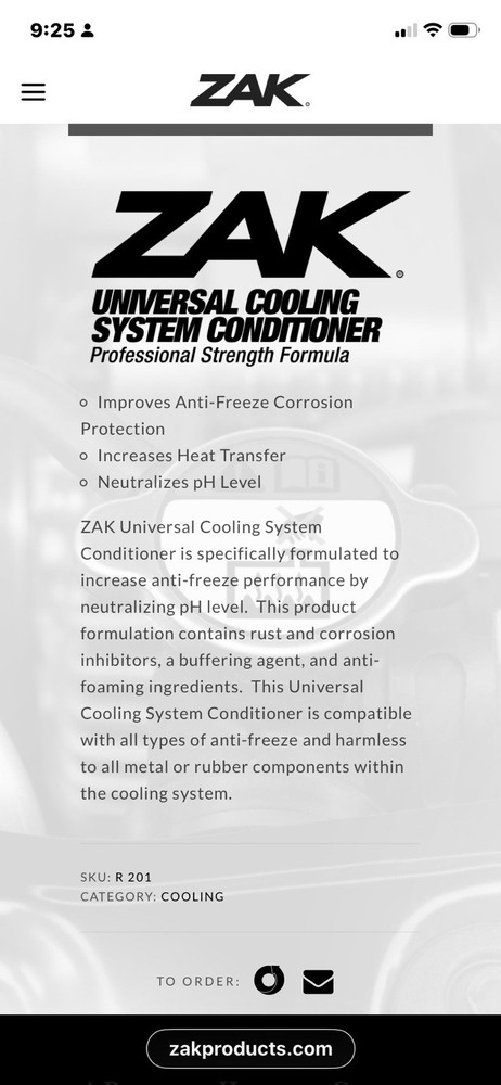 12pk Zack Universal Cooling System Conditioner R201