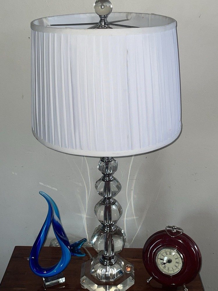 Heavy Crystal & Chrome Table Lamp 31” (stunning)