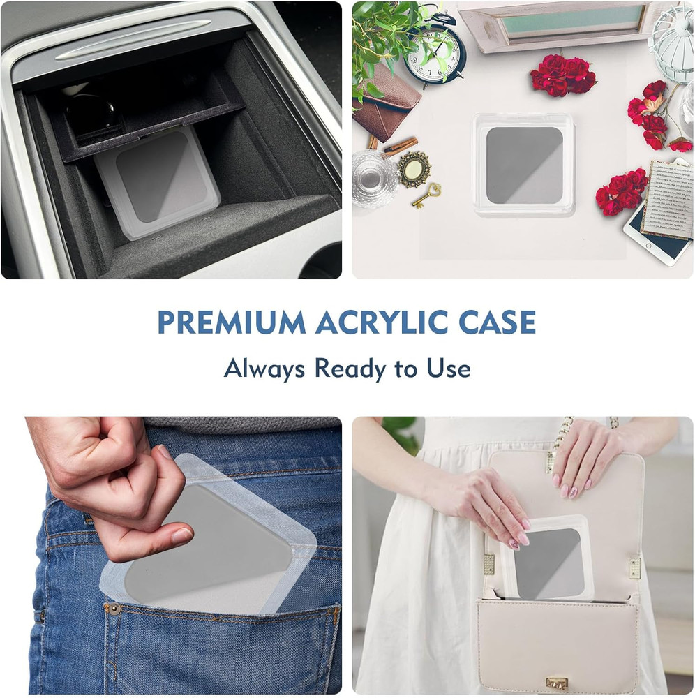 Car Screen Cleaner Pad with Acrylic Storage Box - Microfiber Touchscreen Cleanin
