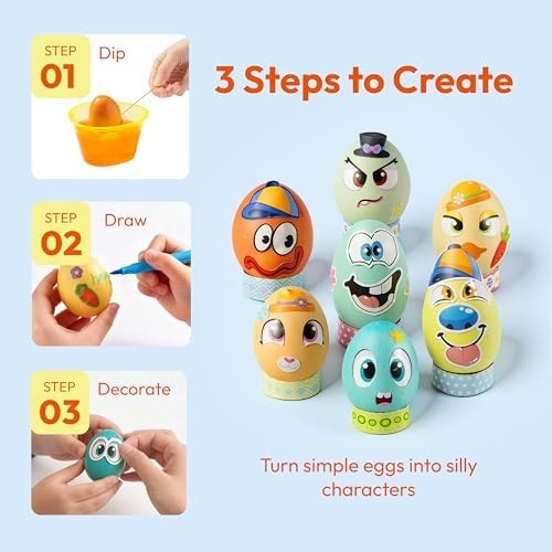 31PCS Easter Egg Decorating Kit - DIY Dye Tablets & Face Stickers for Kids Fun