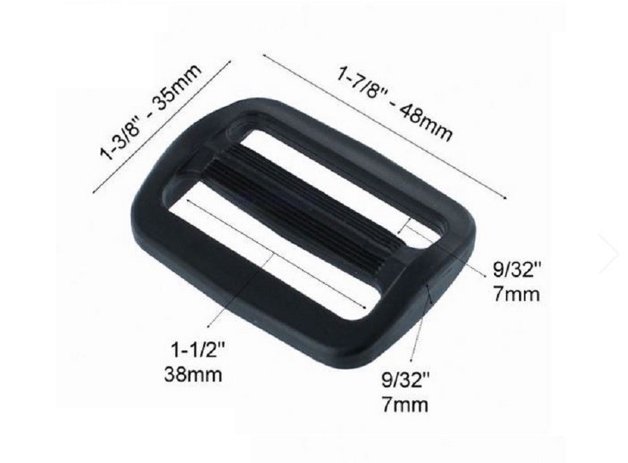 1.5" Tri glide Sliplock Strap Adjust BLACK Buckle Sling Plastic Slide
