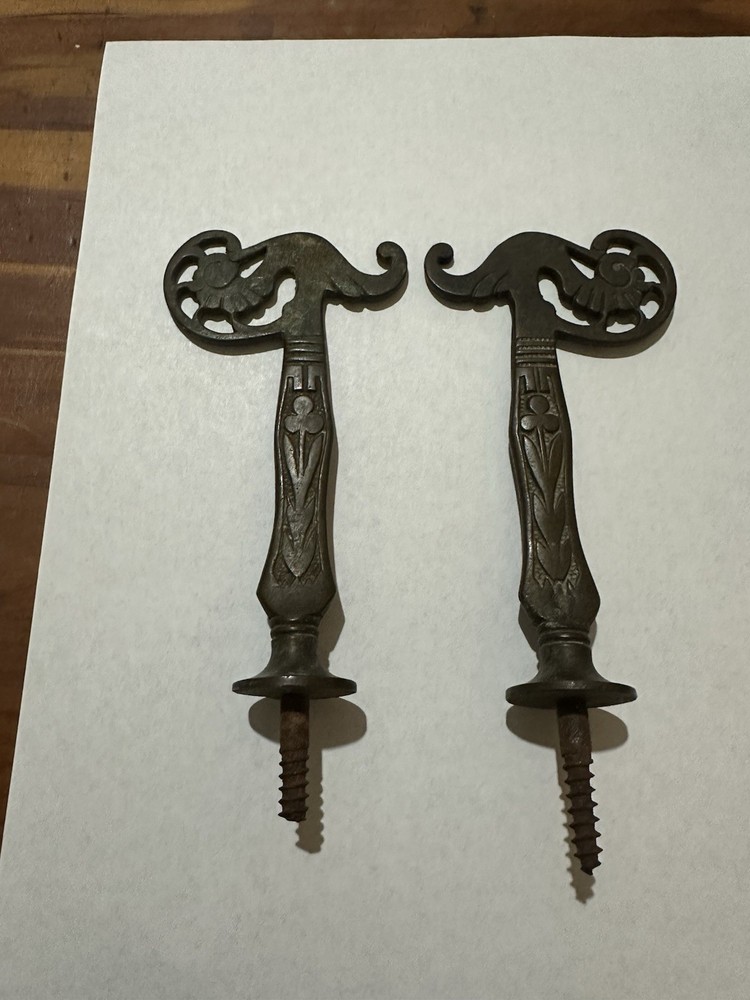 Two Antique Brass/Bronze Coat Or Hat Hooks