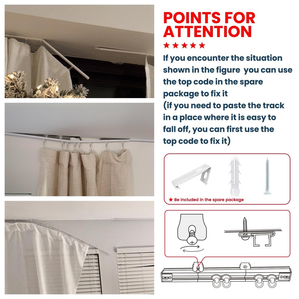 Self Adhesive Ceiling Curtain Track Ceiling Mount, Ceiling Track for Curtains...