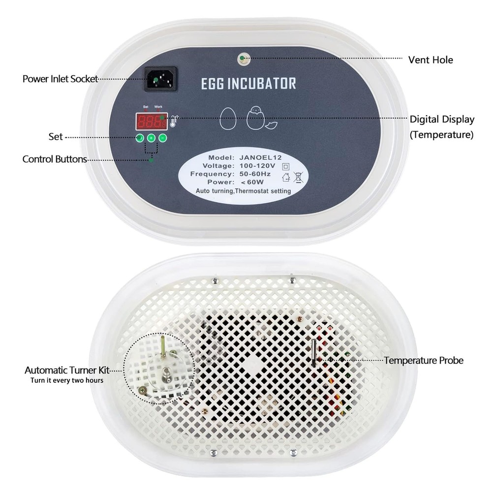 Fully Automatic Egg Incubator with Temperature Display for Poultry Hatching