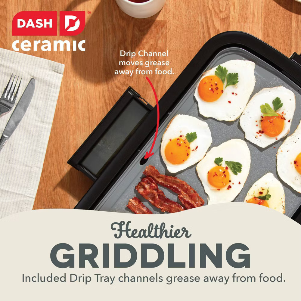 Dash Nonstick Ceramic Electric Flat Top Griddle Cream