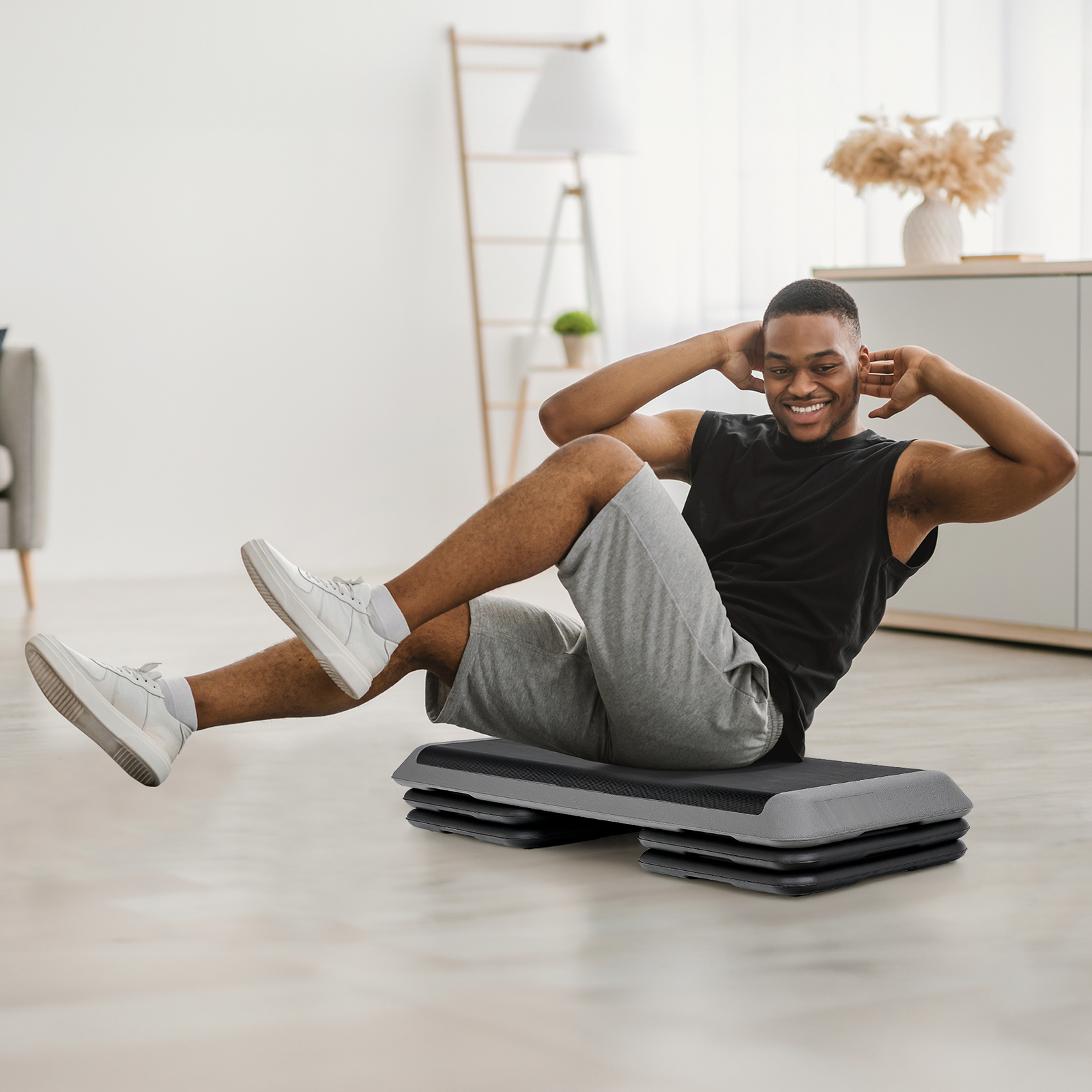 Fitness Aerobic Step 43" Club Cardio Adjust Exercise Stepper Workout w/Risers