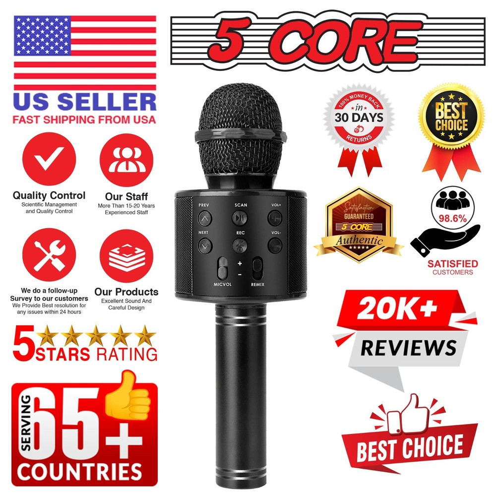 5Core Wireless Karaoke Microphone Bluetooth Mic Portable Handheld Microfonos