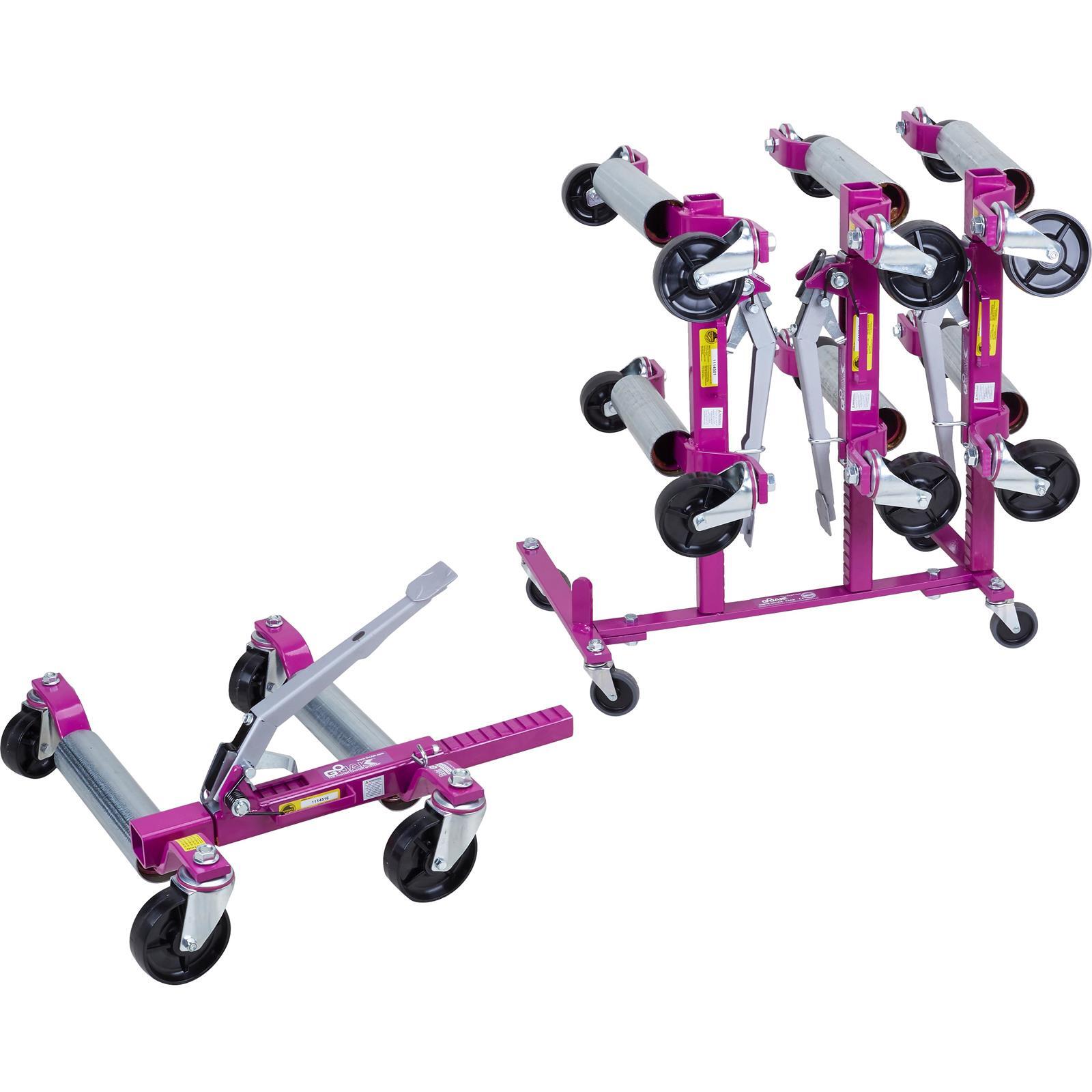 GoJak Car Wheel Dolly Master Set with Storage Rack, Set of 4, 1574lb Capacity