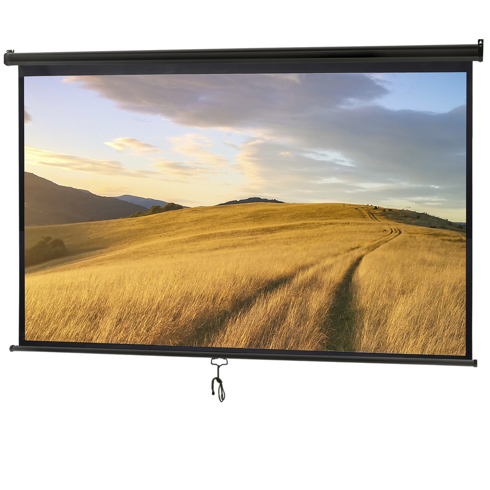 Projection Screen 100 Inch 16:9 Pull Down Projector Screen for Home Party Black