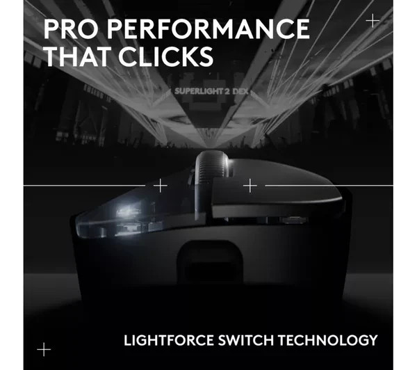 LOGITECH Pro X Superlight 2 Dex Wireless Optical Gaming Mouse - Black