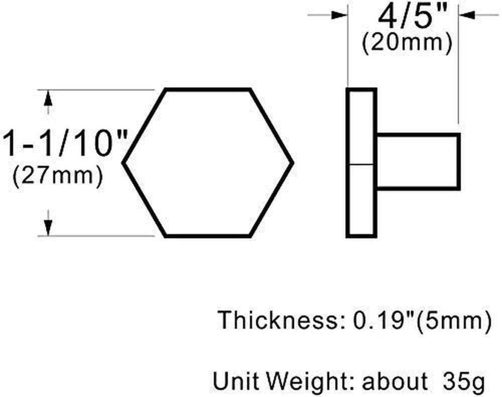 RZDEAL 1-1/10" Solid Brass Knobs Shoe Cabinets Knob and Pulls Hexagon Handles...