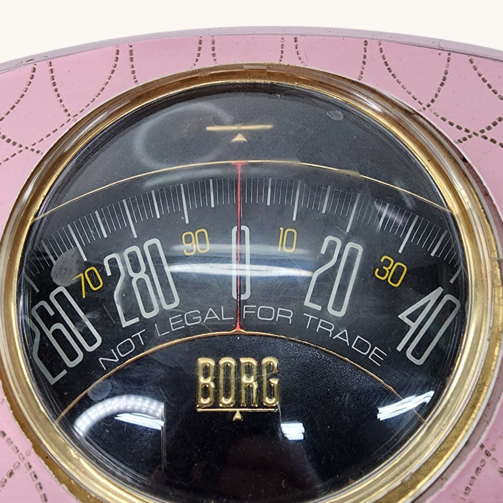 Vintage BORG Pink Art Deco Bathroom Scale Oval MCM 0–300 lbs Regency FLAWS
