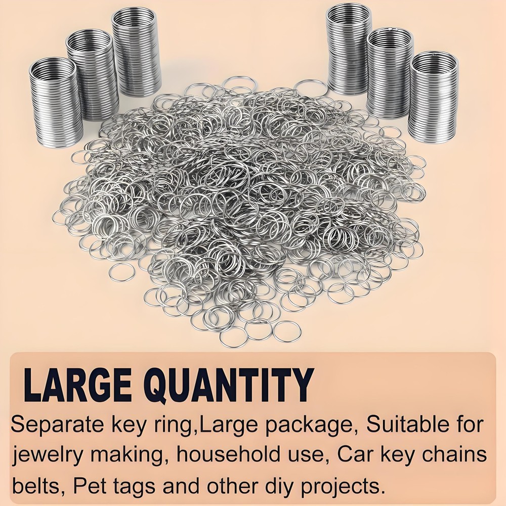 200PCS Split Key Rings Bulk for Keychain and 200PCS, Silver