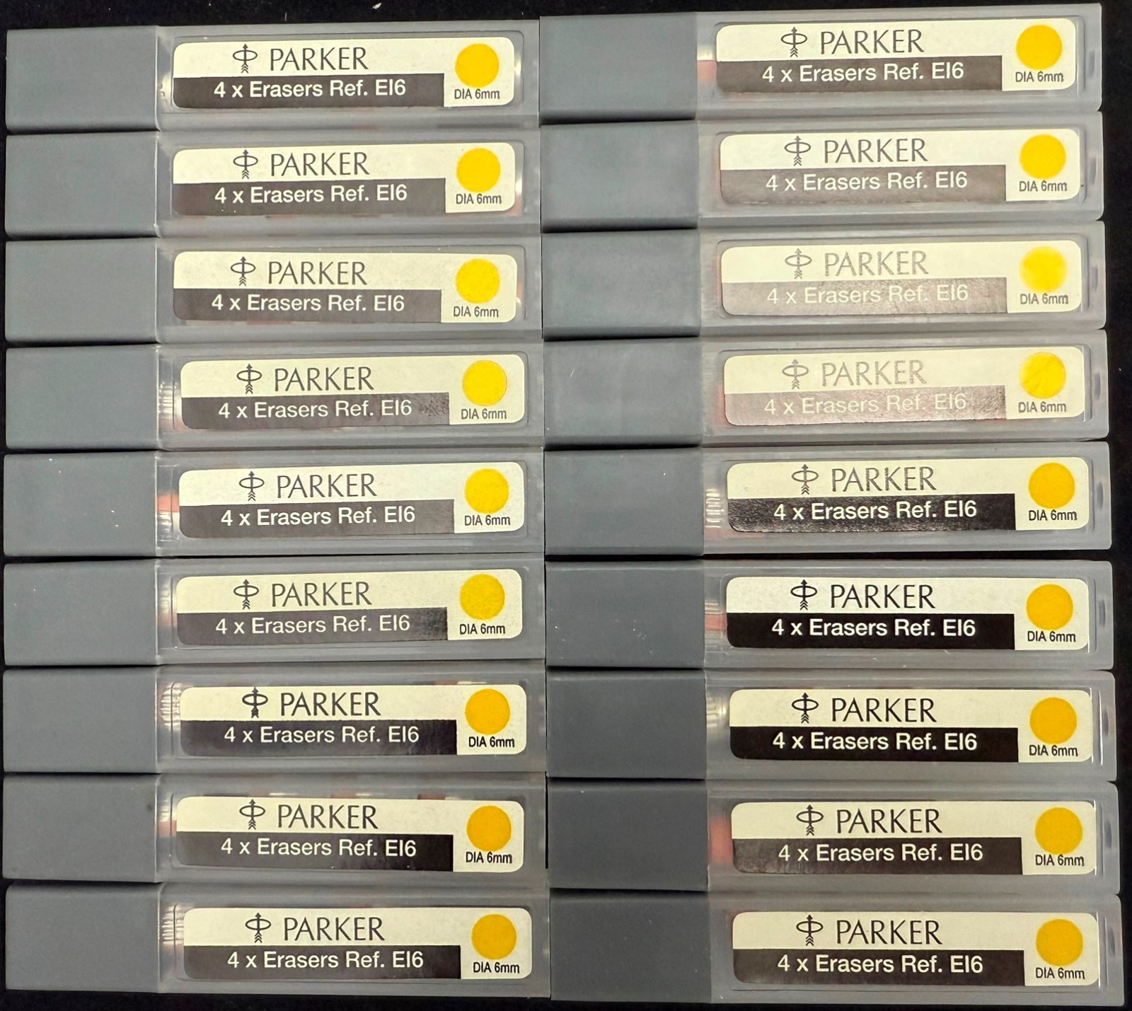 o'o'o . Genuine PARKER . 4 x ERASERS . EI6 . for Mechanical Pencil . 6mm Dia.