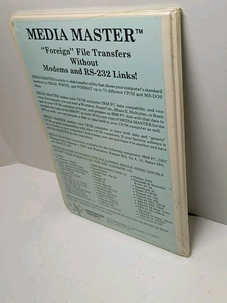 SEALED Media Master Disk Conversion IBM PC CP/M 5.25” Intersecting Concepts