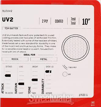 Evans UV2 Series Coated Drumhead - 10"