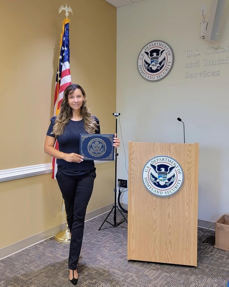 Padded Naturalization Certificate Holder with Gold Eagle Logo - Compact Design