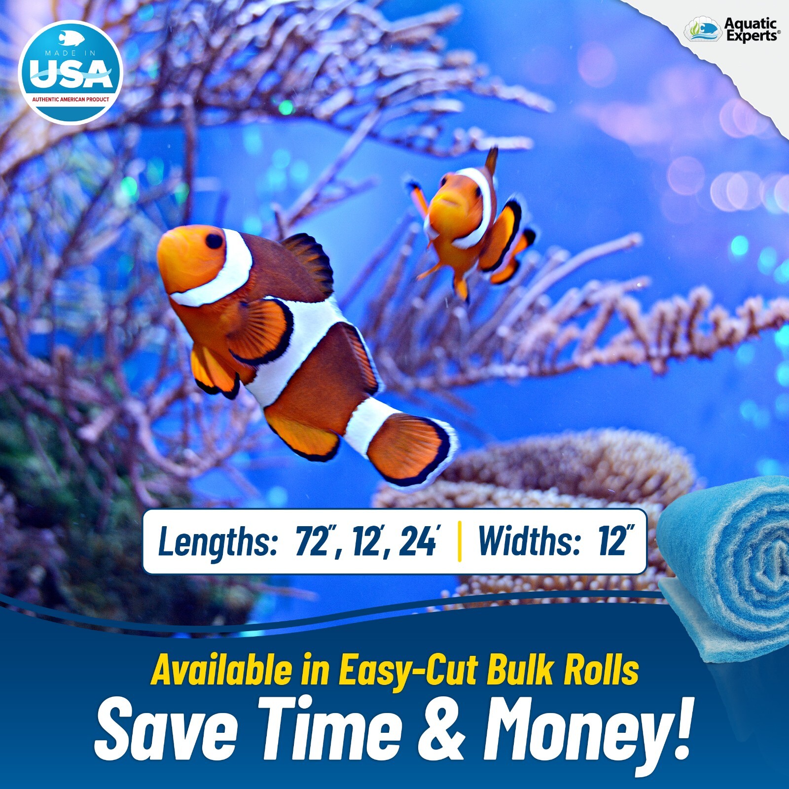 ClassicBlue Bonded Freshwater and Saltwater Safe Aquarium Filter Pad 0.75" Thick