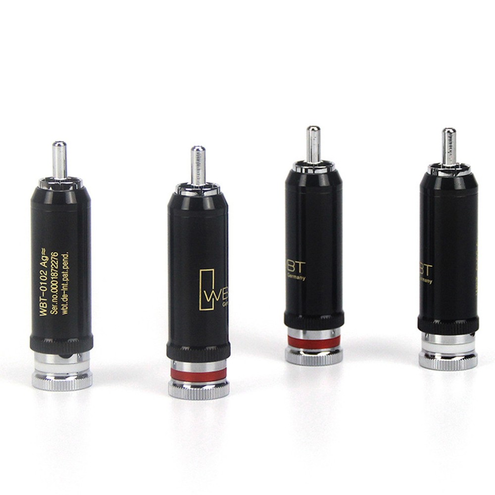4*Rhodium Plated WBT-0102 RCA Plug Connector Terminal Socket Interconnect Cable