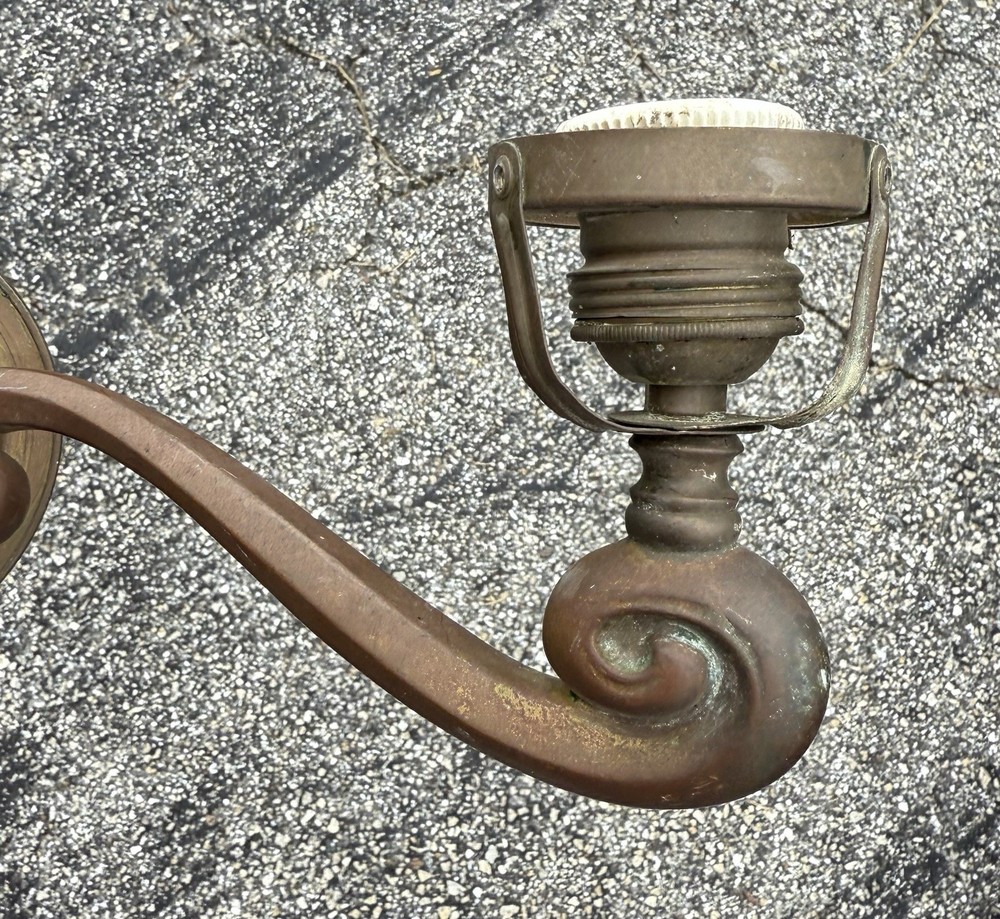 ANTIQUE Brass Sconce Light Old