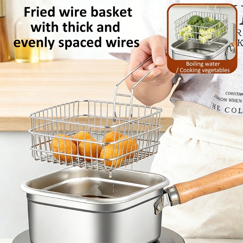 Multiple Functional Square Fry Basket Rustless Substance For Various Cooking