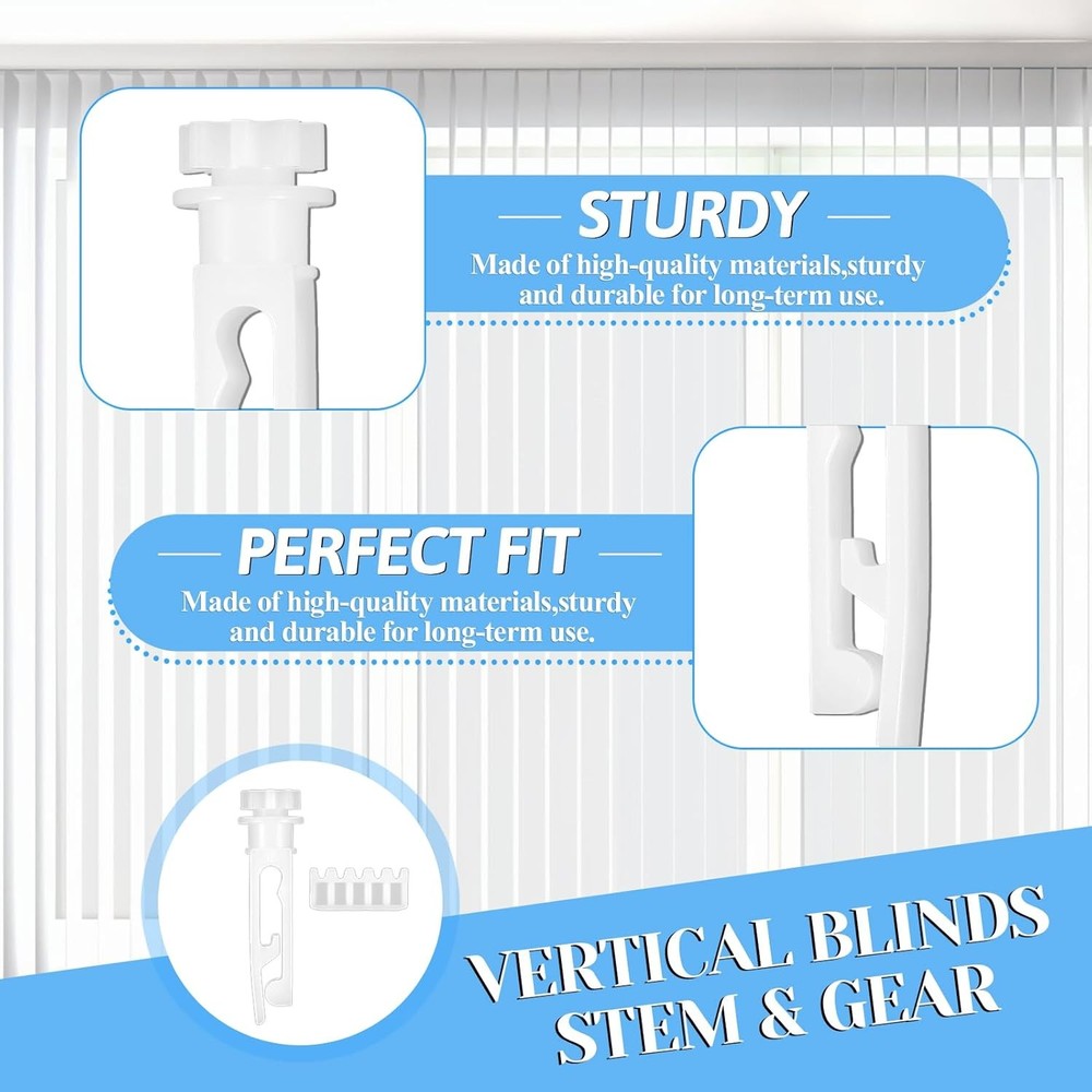 12 Sets Vertical Blinds Replacement Stem and Gear, White Vertical Blind Repai...