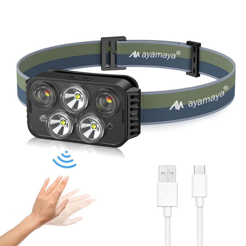 Rechargeable LED Head Light lamp  Motion Sensor  Flashlight 6 Mode 5Led