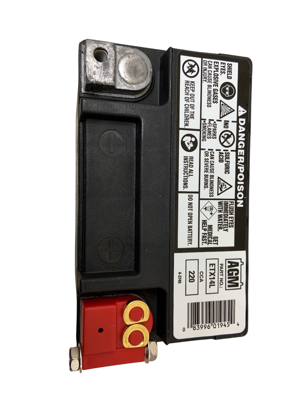 Deka ETX14L Battery, also replaces Harley Davidson 65958-04A model