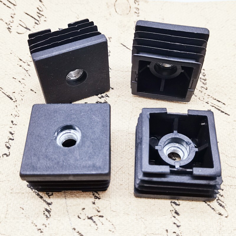 4Pcs 1.5"x1.5" Caster Insert with Thread, Square M8 Thread for Furniture