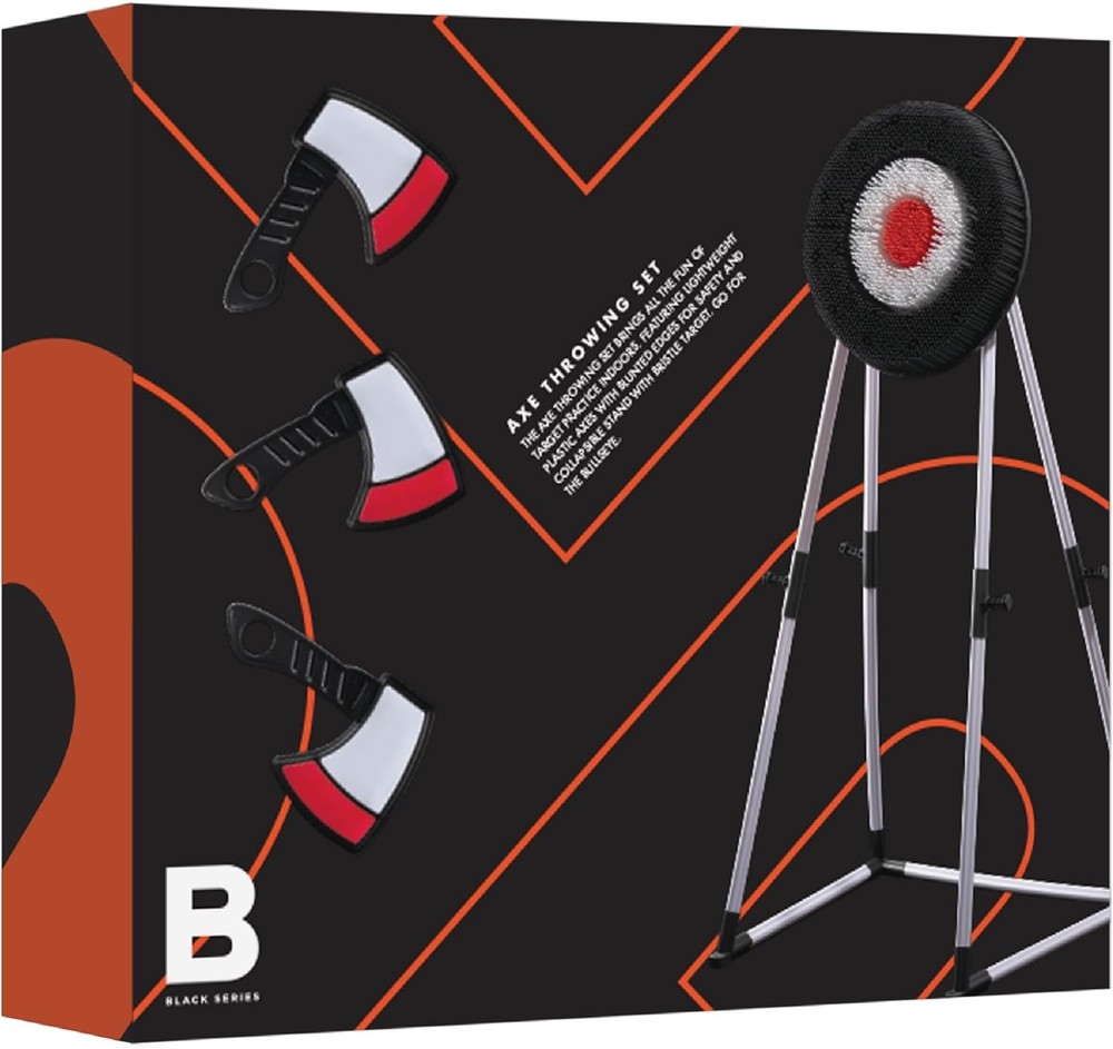 Black Series Axe Throwing Target Set, Includes 3 Axes & 4'9", Multicolor