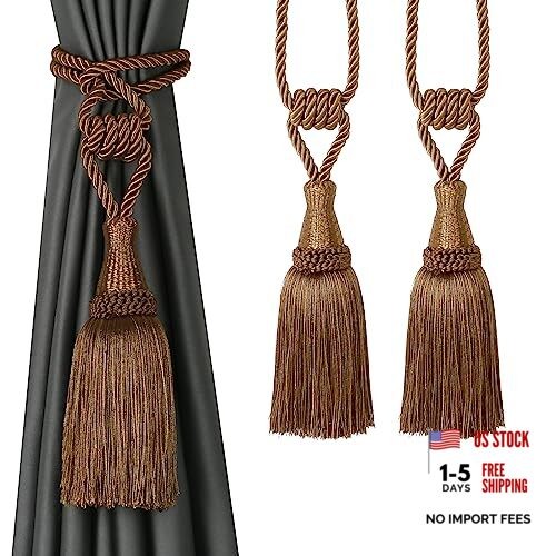 Curtain Tiebacks Handmade Holdbacks for Curtains Drape 2 Pack Coffee