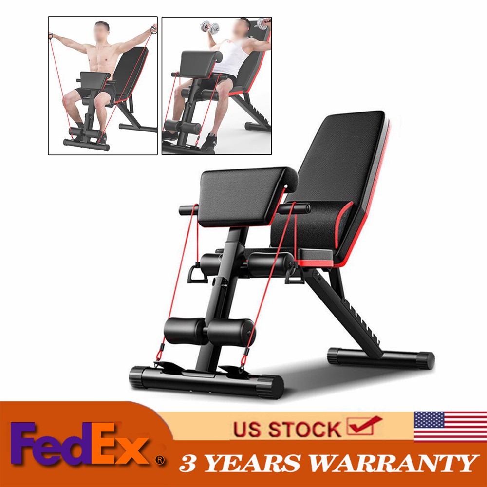 Adjustable Weight Bench Incline Decline Foldable Full Body Workout Gym Exercise